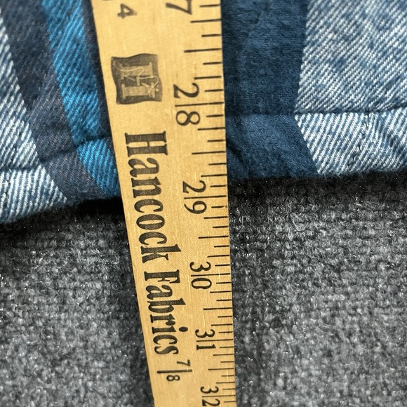 Vintage 90s Y2K OP Shacket Mens L Flannel Plaid Hoodie Quilted Blue Gray Skiwear - Picture 12 of 14